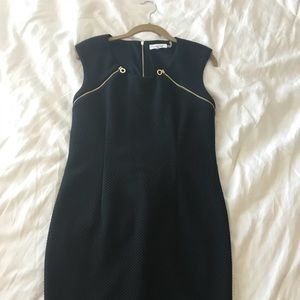 Calvin Klein black textured work dress